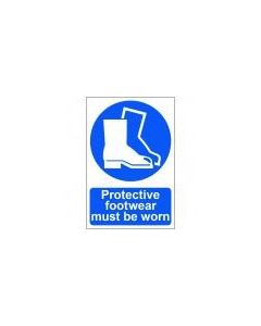 Self Adhesive Rigid Plastic Sign [Protective Footwear Must Be Worn] 300mm x 200mm (0016)