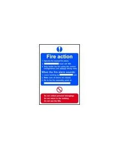Self Adhesive Rigid Plastic Sign [Fire Action Procedure Notice] 300mm x 200mm (0165)