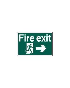 Self Adhesive Rigid Plastic Sign [Fire Exit And Man Running With Arrow Right] 300mm x 200mm (1504)
