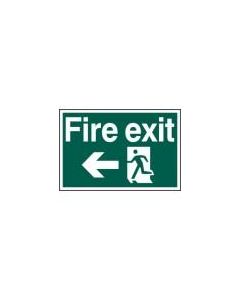 Self Adhesive Rigid Plastic Sign [Fire Exit And Man Running With Arrow Left] 300mm x 200mm (1506)