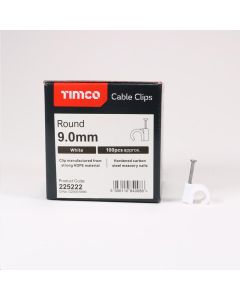 Timco Round Cable Clips 9.0mm White (225222) - 100pc