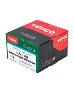 Timco Classic Multi-Purpose Screws A2 Stainless Steel 4.5mm x 40mm (Boxed 200)