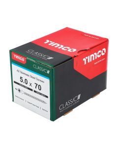 Timco Classic Multi-Purpose Screws A2 Stainless Steel 5.0mm x 70mm (Boxed 200)