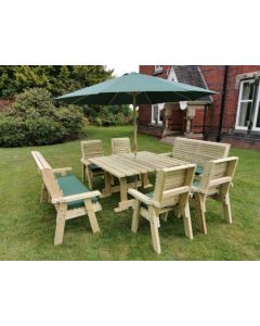 Ergo Square Table Set With 4 Chairs and 2 Benches - Sits 8