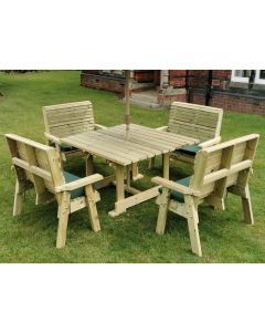 Ergo Square Table Set With 4 Benches - Sits 8