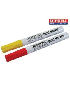 Faithfull Paint Marker Pen Twin Pack Yellow & Red (FAIPMYELRED)