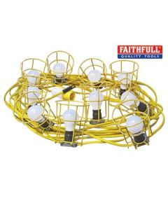 Faithfull 110V Festoon Lights Cable With 10 Bulbs 22mtr (FPPSLFESTOON)