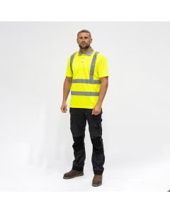 Timco Hi-Visibility Polo Shirt Short Sleeve Yellow S (HVSSPSML)