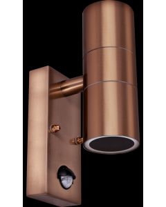 Luceco Exterior Decorative Stainless Steel Wall Light GU10 With PIR Sensor - Copper (LEXDSSUDPIRCP)