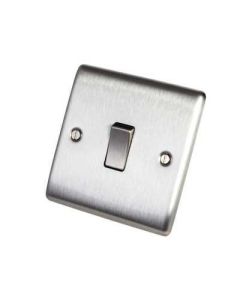 BG 1 Gang 2 Way Light Switch Brushed Steel 10A (NBS12-01)