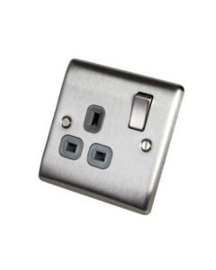 BG 1 Gang Switched Power Socket Brushed Steel 13A (NBS21G-01)