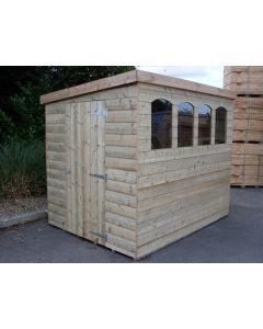 Pent B Style Tanalised Logroll Shed 10ft x 8ft