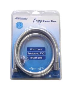 Euro Shower Hose Essential Easy Silver PVC 8mm Bore 1500mm (48320)